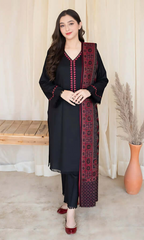 Aisling 3 Piece Heavy Embroidered Dhanak Suit ( Print Dhanak Shawal )