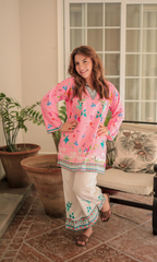 Sui Dhagha - 2PC Printed Shamoz Silk Suit - SD011