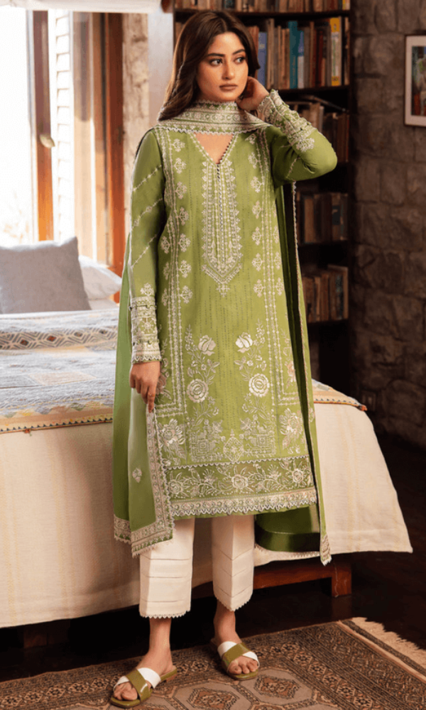 Maria.B 3PC Heavy Embroidered Lawn Suit Full Embroidered Lawn Dupatta