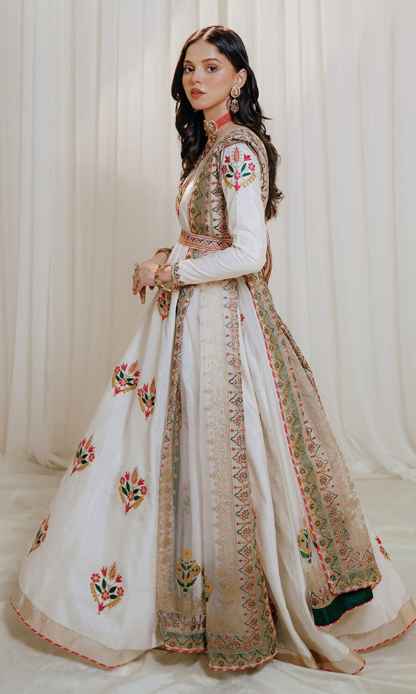 Peraan - 3PC Embroidered Premium Raw Silk Frock - RR59
