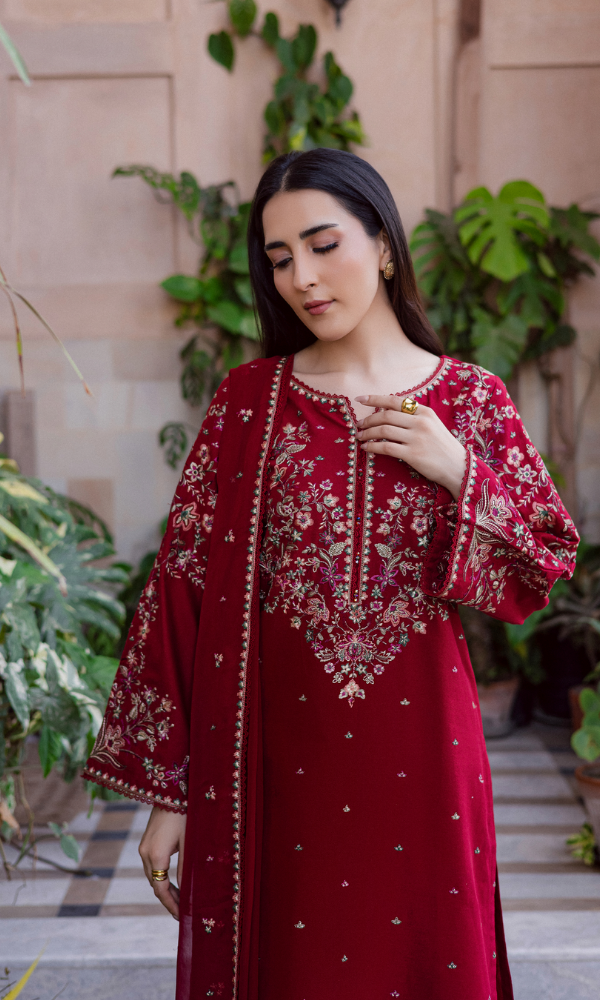 Maria.B 3PC (Unstitched) Embroidered Lawn Suit With Embroidery Chiffon Duppata BT-99