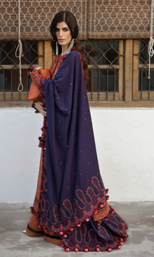 Hussain Rehar 3PC Fully Embroidered Dhanak Fabric MB-610