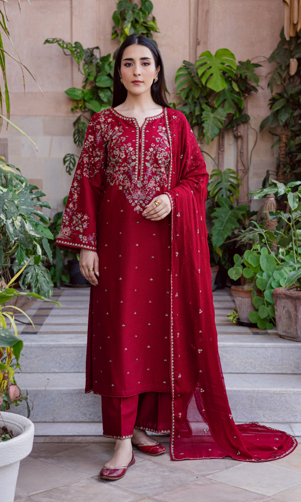 Maria.B 3PC (Unstitched) Embroidered Lawn Suit With Embroidery Chiffon Duppata BT-99