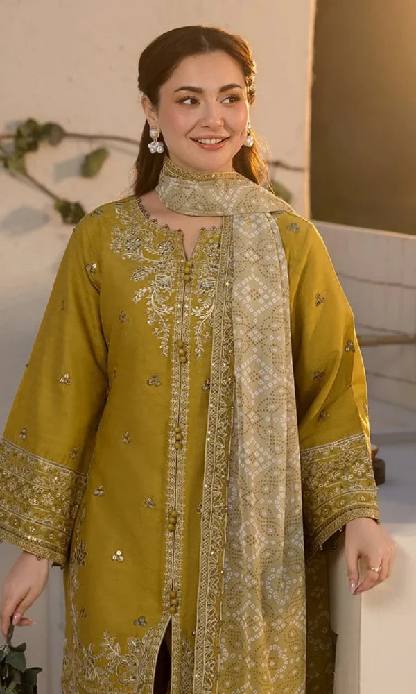 Qalamkar - 3PC Lawn Embroidered Suit - QLM 7099