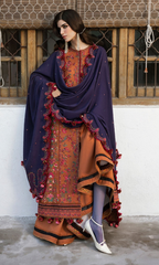 Hussain Rehar 3PC Fully Embroidered Dhanak Fabric MB-610