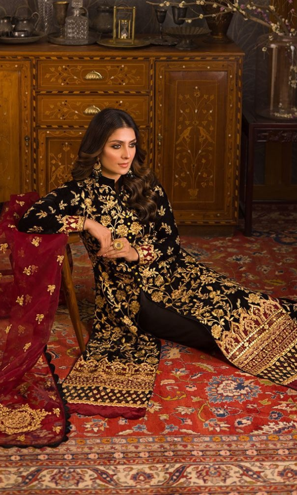 Asim Jofa - 3PC Velvet Embroidered Suit - AJ099