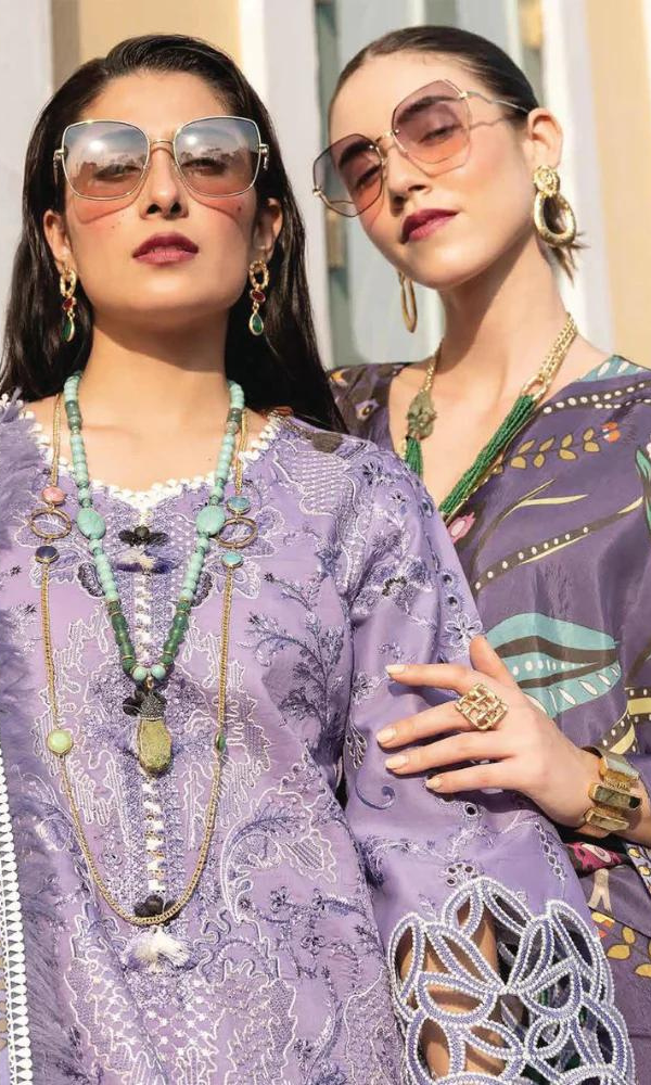 Mushq - 3PC Lawn Heavy Embroidered Shirt With Digital Printed Dupatta