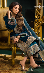 Asim Jofa - 3PC Velvet Embroidered Suit - AJ089