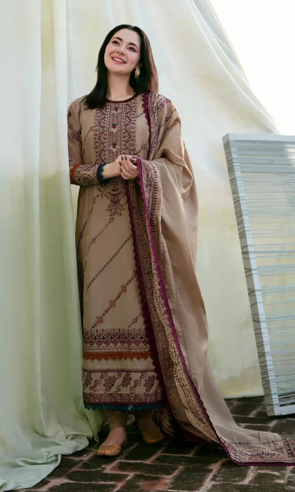 Asim Jofa 3PC Fully Embroidered Dhanak Suit Ajk#103