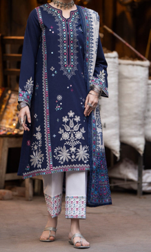 Maria.B 3PC Fully Embroidered Dhanak Suit MR#120