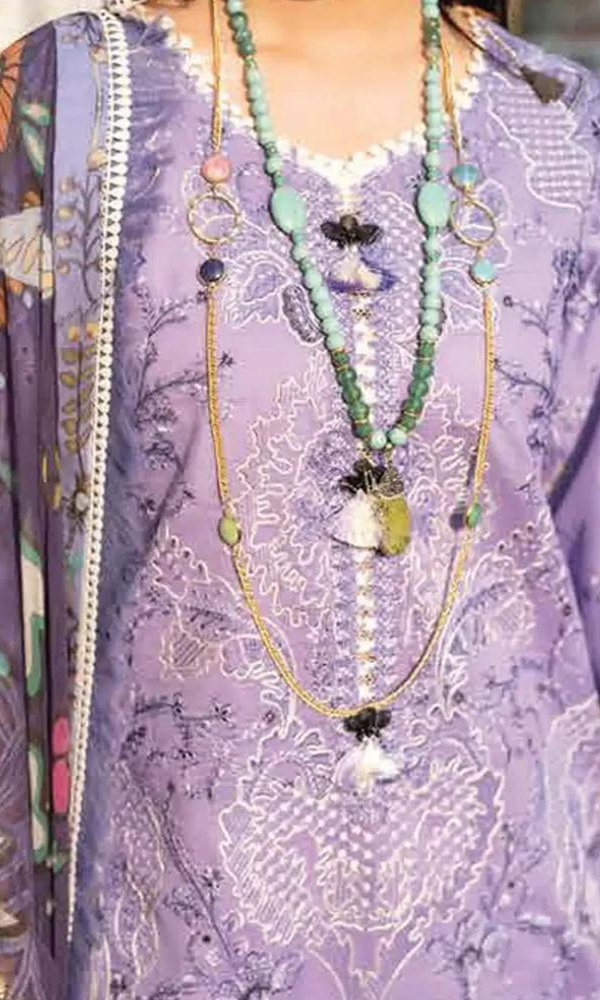 Mushq - 3PC Lawn Heavy Embroidered Shirt With Digital Printed Dupatta