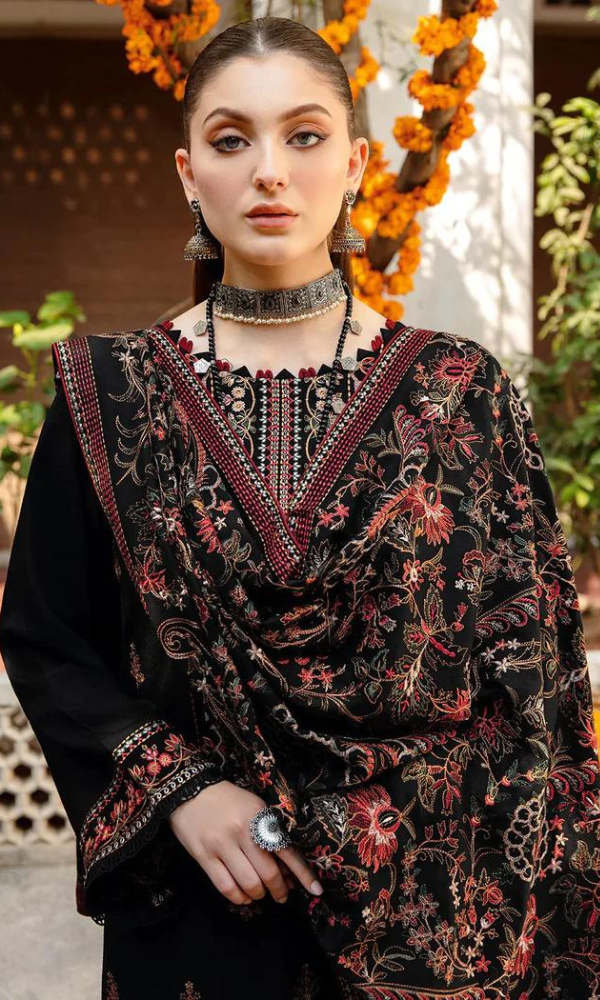 Bareeze - 3PC Embroidered Shirt With Heavy Embroidered Dhanak Shawl - mr 650