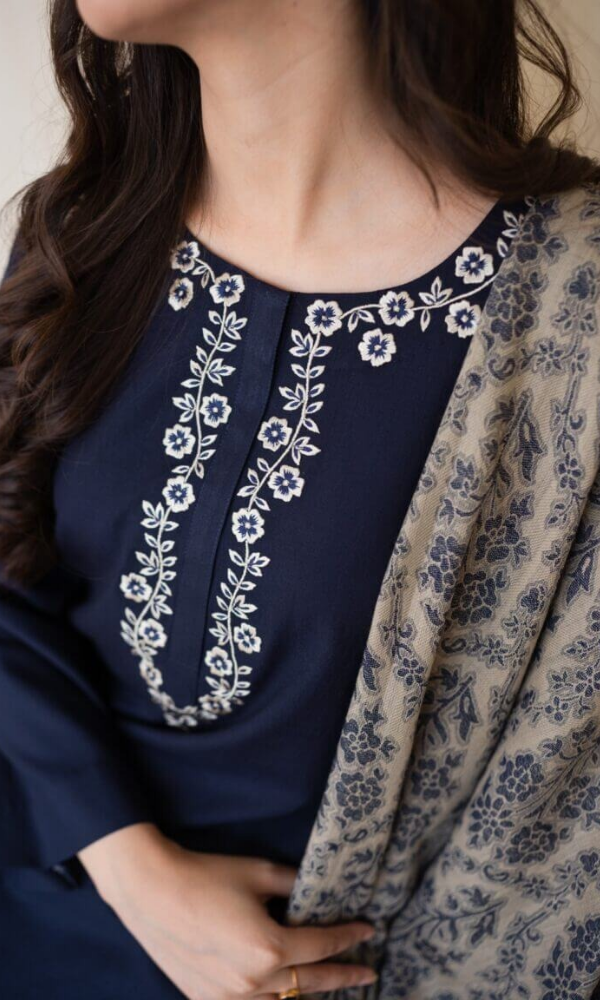 Aisling 3 Piece Heavy Embroidered Dhanak Suit ( Print Dhanak Shawal )