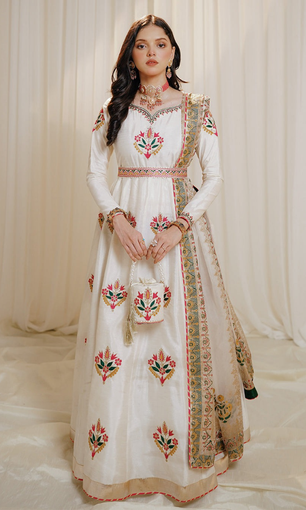 Peraan - 3PC Embroidered Premium Raw Silk Frock - RR59