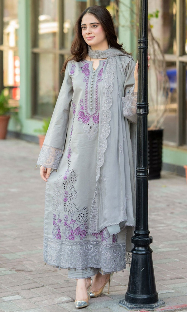 Mushq 3PC (Unstitched) Fully Embroidered Lawn Fabric RP-60