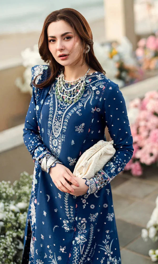 Qalamkar - 3PC Embroidered Sequence Chickenkari Lawn Suit - QLM 7098