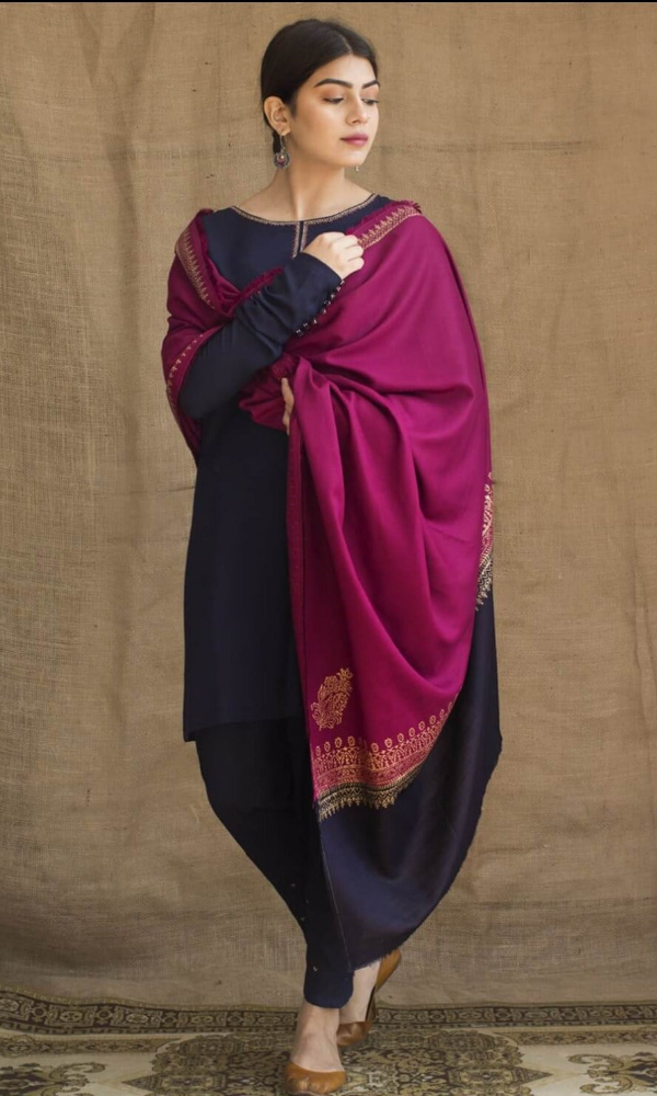 Aisling 3 Piece Heavy Embroidered Dhanak Suit ( Print Dhanak Shawal )