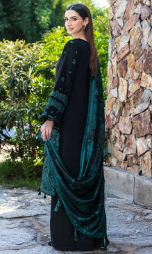 Maria.B 3PC Heavy Embroidered Dhanak Suit ( Printed Woolen Shawl )Mar#073
