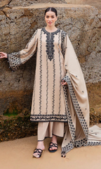 Maria.B 3PC Heavy Embroidered Dhanak Suit ( Four-sided Embroidered Dhanak Shawl