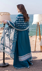 Qalamkar - 3PC Embroidered Sequence Chickenkari lawn Suit - GKA7095