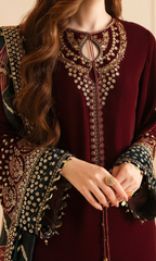 Jazmin - 3PC Velvet Embroidered Suit - JZ0899