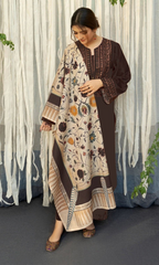 Urge 3PC Heavy Embroidered Dhanak Suit ( Printed Woolen Shawl )