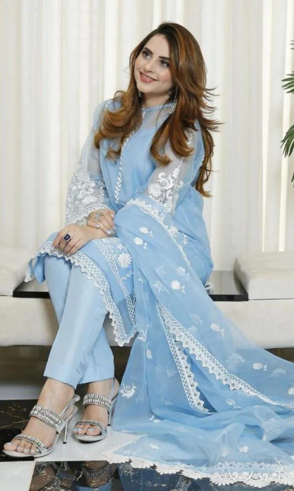 Nadia Farooqi - 3PC Organza Embroidered Shirt With Organza Embroidered Dupatta NF#1073