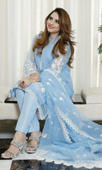 Nadia Farooqi - 3PC Organza Embroidered Shirt With Organza Embroidered Dupatta NF#1073