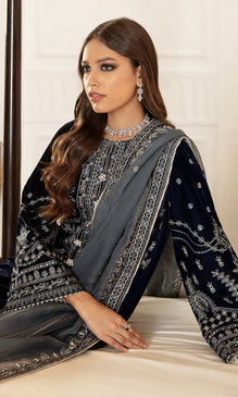 Baroque - 3PC Velvet Embroidered Suit AR 056