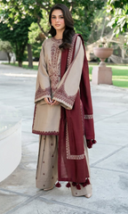 Baroque - 3PC Dhanak Embroidered Suit - AKA7126