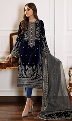 Baroque - 3PC Velvet Embroidered Suit AR 056