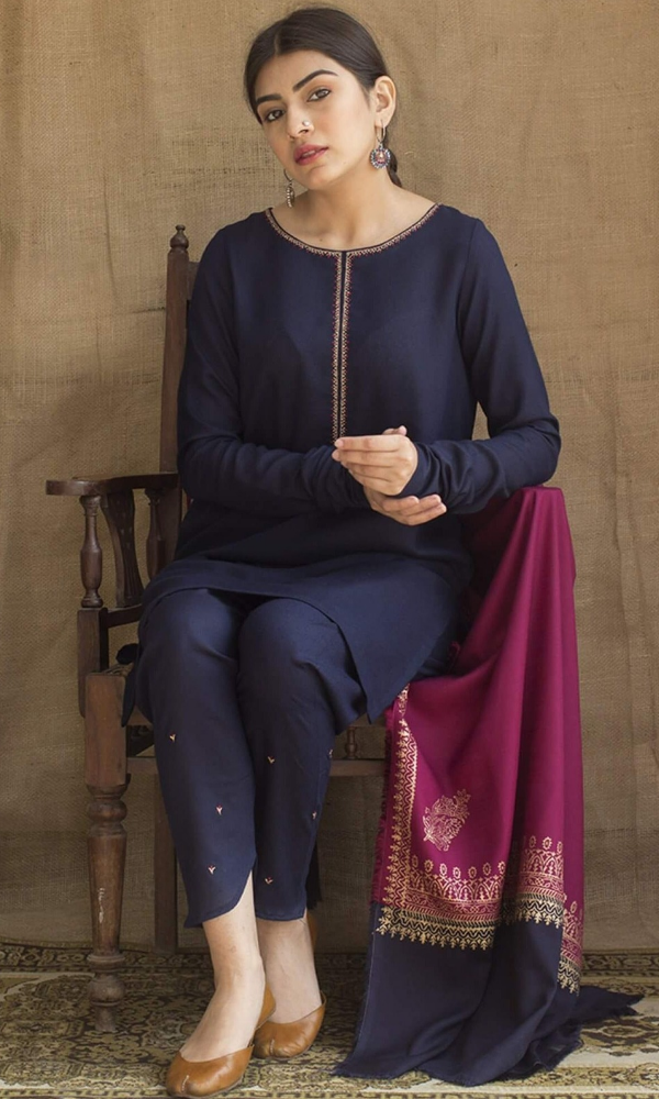 Aisling 3 Piece Heavy Embroidered Dhanak Suit ( Print Dhanak Shawal )