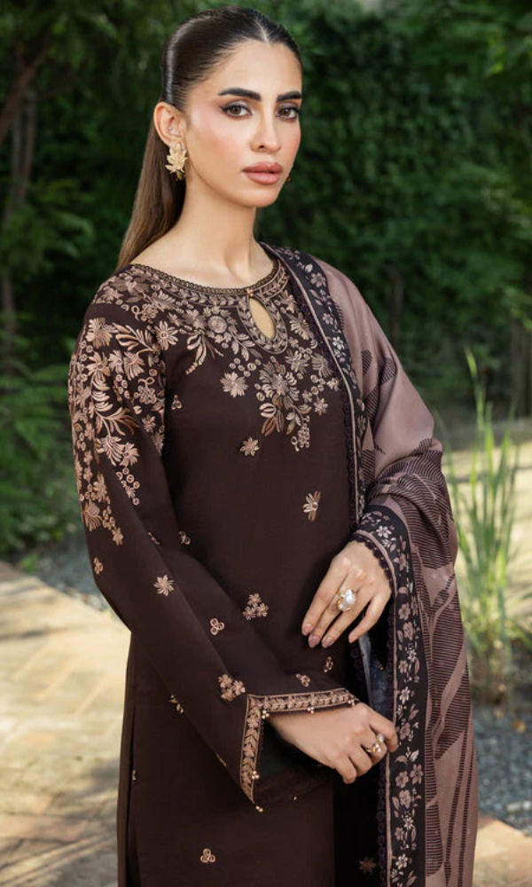 Maria.B 3PC Unstitched Heavy Embroidered Dhanak Suit ( Printed Woolen Shawl ) MRB#062