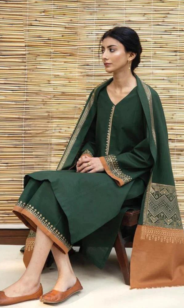 Zarpash - 3PC Dhanak Shirt with Wool Shawl