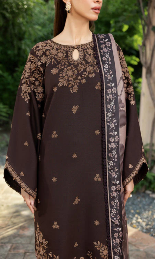 Maria.B 3PC Unstitched Heavy Embroidered Dhanak Suit ( Printed Woolen Shawl ) MRB#062