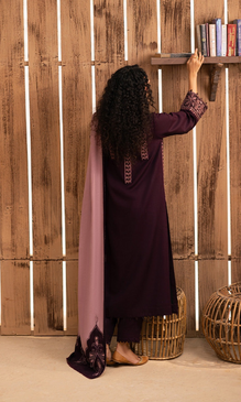 Zarqash 3PC Embroidered Dhanak Shirt