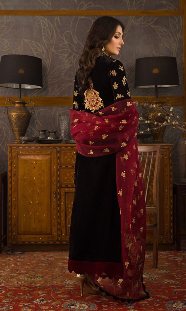 Asim Jofa - 3PC Velvet Embroidered Suit - AJ099