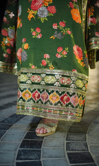 Baroque 3PC Heavy Embroidered Shamoz Silk Suit ( Four-sided Embroidered Ready to Wear Shamoz Silk Dupatta )