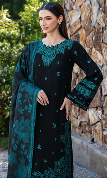 Maria.B 3PC Heavy Embroidered Dhanak Suit ( Printed Woolen Shawl )Mar#073